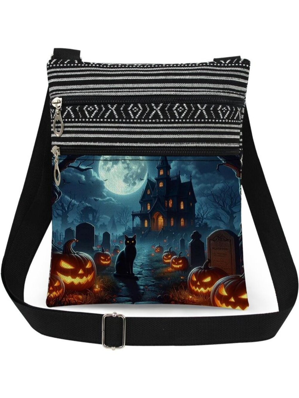 Womens Camping Pumpkin Halloween Witch Ghost Skull Purse Crossbody Handbag Bag
